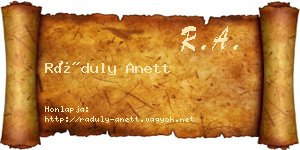 Ráduly Anett névjegykártya